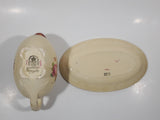 Vintage LEDA Royal Stafford Shire Pottery A.J. Wilkinson Ltd Honeyglaze Oberon Footed Gravy Boat and Plate Made in England Both Numbered 1000