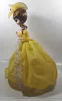 Vintage 1970s Bradley Artmark Big Eyes Phyllis Southern Belle Yellow Dress 16" Tall Toy Fabric Doll Figure