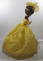 Vintage 1970s Bradley Artmark Big Eyes Phyllis Southern Belle Yellow Dress 16" Tall Toy Fabric Doll Figure