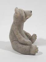 2000 Second Nature Design Quarry Critters Boo Sitting Bear 2 5/8" Tall Carved White Soapstone Figurine