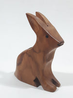 Bunny Rabbit Shaped Carved Wood 4 1/8" Tall