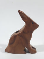 Bunny Rabbit Shaped Carved Wood 4 1/8" Tall