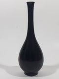 Mount Fuji Pagoda Black Etched Japanese Scenery 6 1/2" Tall Metal Bud Vase