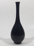 Mount Fuji Pagoda Black Etched Japanese Scenery 6 1/2" Tall Metal Bud Vase