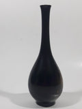 Mount Fuji Pagoda Black Etched Japanese Scenery 6 1/2" Tall Metal Bud Vase