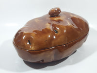 Vintage Brown Baked Potato Shaped Large 11 1/4" Ceramic Lidded Serving Dish