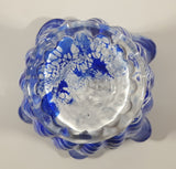 Beautiful Blue and White Twisted Ruffled Top 10 1/2" Tall Art Glass Vase