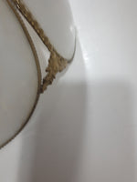 Antique Tulip Style Ornate Metal Bent Slag Glass White 18" Hanging Swag Lamp Two Cracks