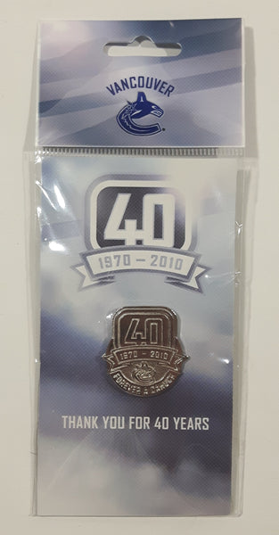 1970 - 2010 Vancouver Canucks 40th Anniversary Forever A Canuck Metal Lapel Pin New in Package