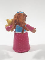 1992 McDonald's CPK Cabbage Patch Kids Character Lindsey Elizabeth with Yellow Teddy Bear 3 1/4" Tall Toy Figure