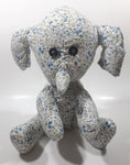 Blue Floral Pattern Elephant 11" Tall Stuffed Animal Toy