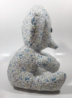 Blue Floral Pattern Elephant 11" Tall Stuffed Animal Toy