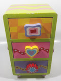 Colorful Three Drawer 8 1/2" Tall Wood Trinket Jewelry Box