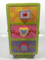 Colorful Three Drawer 8 1/2" Tall Wood Trinket Jewelry Box