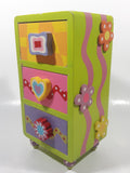 Colorful Three Drawer 8 1/2" Tall Wood Trinket Jewelry Box