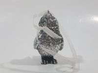 Silver Look Metal Owl Bird 2 1/2" Tall Hanging Ornament