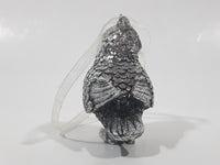 Silver Look Metal Owl Bird 2 1/2" Tall Hanging Ornament