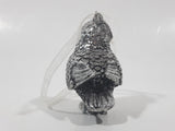 Silver Look Metal Owl Bird 2 1/2" Tall Hanging Ornament