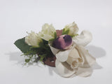 Faux Flowers and Leaves with Purple Bird Small Clay Pottery Pocket Wall Hanging
