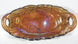 Vintage Indiana Orange Amber Iridescent Rainbow Gold 9 1/2" Wide Carnival Glass Condiment Relish Dish
