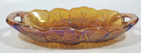 Vintage Indiana Orange Amber Iridescent Rainbow Gold 9 1/2" Wide Carnival Glass Condiment Relish Dish