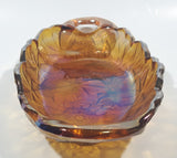 Vintage Indiana Orange Amber Iridescent Rainbow Gold 9 1/2" Wide Carnival Glass Condiment Relish Dish