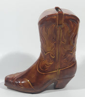 Vintage Brown Cowboy Boot 6 1/2" Tall Ceramic Coin Bank