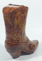 Vintage Brown Cowboy Boot 6 1/2" Tall Ceramic Coin Bank