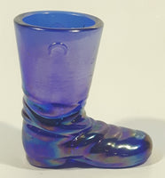 Boyd Electric Cobalt Blue Carnival Glass Boot Shaped 2 3/4" Tall Toothpick Holder