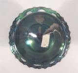 Vintage Indiana Carnival Glass Harvest Grape Blue Purple Iridescent Rainbow 4 3/4" Tall Pedestal Style Perforated Edge Compote Candy Dish