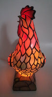 Rooster Chicken Shaped 8 1/2" Tall Plastic Stained Glass Style Decorative Table Lamp