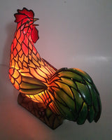 Rooster Chicken Shaped 8 1/2" Tall Plastic Stained Glass Style Decorative Table Lamp