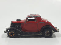 1980 Hot Wheels HiRakers '34 Ford 3-Window Red with Brown Fenders Die Cast Toy Car Hot Rod Vehicle