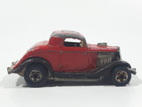 1980 Hot Wheels HiRakers '34 Ford 3-Window Red with Brown Fenders Die Cast Toy Car Hot Rod Vehicle