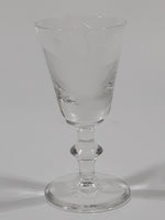 Etched Flower Pattern Miniature 2 3/8" Tall Glass Sherry / Port / Wine Cup