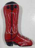 Princeton B.C. Red and Black Cowboy Boot Shaped 2 1/2" x 4" Wood Fridge Magnet