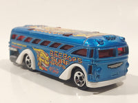 2003 Hot Wheels Work Crewsers Surfin' School Bus Blue Die Cast Toy Car Vehicle