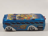 2003 Hot Wheels Work Crewsers Surfin' School Bus Blue Die Cast Toy Car Vehicle