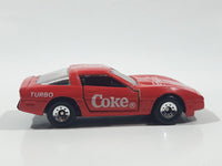 1988 Hartoy Coca Cola Coke Soda Pop Chevrolet Corvette Red Team Turbo Die Cast Toy Car Vehicle with Opening Doors