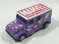 2002 Maisto Marvel Gambit Armored Van Truck Purple with White Roof Die Cast Toy Car Vehicle