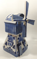 Delft Blue Holland 8 3/4" Tall Hand Painted Porcelain Wind Up Musical Windmill