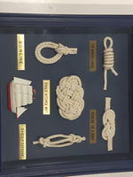 Ship Nautical Knots Blue Wood Cased Shadow Box 9" x 9"