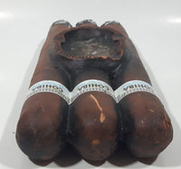 Vintage Cohiba La Habana Cuba Triple Burning Cigar Shaped Three Rest Pottery Ash Tray