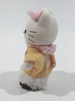 Rare 2003 Bandai Sanrio Hello Kitty At Home With Hello Kitty Felt Bow and Winter Coat 2 1/4" Tall Toy Figure