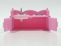 Hello Kitty Little Kitchen Sink Burner Cupboard and Bar Counter Set Pink and White Toy Dollhouse Furniture