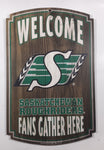 2009 Wincraft CFL Welcome Saskatchewan Roughriders Fans Gather Here 11" x 17" Hardboard Wood Wall Plaque Sign