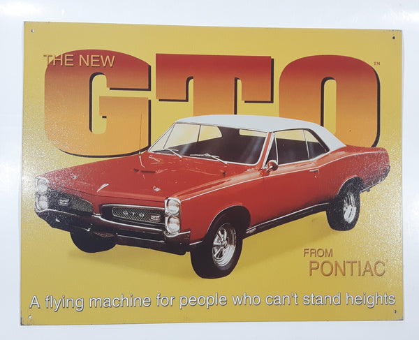 The New GTO From Pontiac "A flying machine for people who can't stand heights" 12 1/4" x 16" Tin Metal Sign