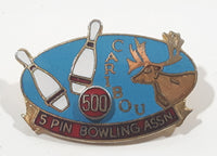 Caribou 5 Pin Bowling Association 500 Bowling Award Enamel Metal Lapel Pin