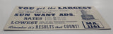 Vintage Vancouver Sun Want Ads Ink Blotter Paper Advertising Card