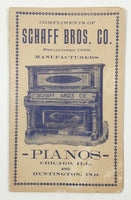 Antique Schaff Bros. Co Manufacturers Pianos Chicago Illinois and Huntington Indiana Brabant Needle Company Small Advertising Booklet